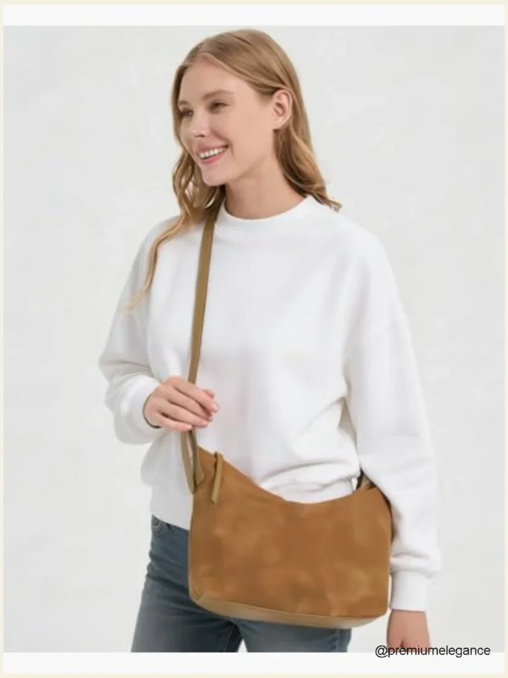 Medium Suede Hobo Bag with Adjustable Strap Crossbody Purse Slouchy Handbag